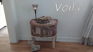 Easy way to apply Decoupage Queen Rice Paper to transform an old night stand.