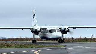 AER ARANN ISLANDER AIRCRAFT arriving at CONNEMARA AIRPORT in IRELAND