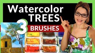 Watercolor Trees For Beginners (use THESE 3 Brushes!)