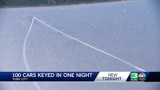 At least 100 cars in Yuba City were keyed in one night by one man