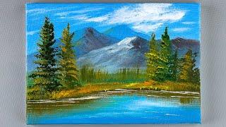 Landscape Painting / Mountain Lake Painting / Easy For Beginners