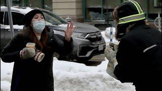 'Freedom Convoy': Centretown resident visibly shaken after talking to trucker about her mask