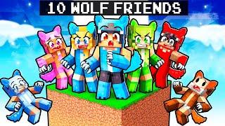 10 FRIENDS On ONE WOLF BLOCK in Minecraft!