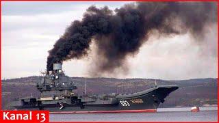 Alone Russian aircraft carrier that was burned and damaged decommissioned