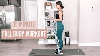 15 Minute Full Body Long Resistance Band Workout | no equipment or dumbbell option