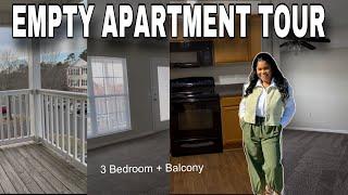 EMPTY APARTMENT TOUR | 3 BEDROOM + BALCONY | Clean W/ Me | North Carolina 2025| Living in the US