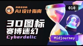 【AI 设计指南 | 010】「Midjourney」3D 图标-多彩赛博迷幻风 | Cyberdelic Icons | UI 设计师的 AI 设计教程