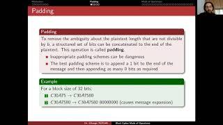 Applied Cryptology 4.2: Block Cipher Mode of Operations - Padding