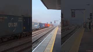 66183 emerges from the fog on Southampton to Masborough passing Oxford