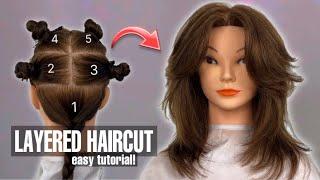 Easy! LAYERED HAIRCUT TUTORIAL