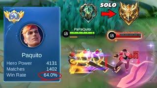 WIN 100% USING PAQUITO EPIC TO MYTHIC SOLO | PAQUITO TUTORIAL PUSH RANK EXPLANE | MLBB