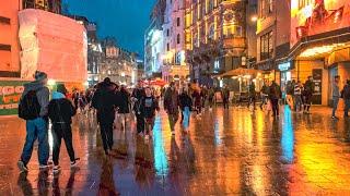 London Windy West End Walk on a Rainy Night