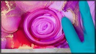 Painting Gorgeous Alcohol Ink Flowers – Pink & Purple Roses with Gold Accents