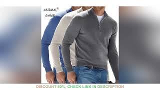 Autumn Men's Sweatwear Warm Pullover Solid Color Half Zipper Casual Sweater Slim V-neck Long Sleeve