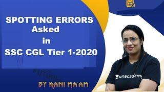 Spotting Errors asked in SSC CGL 2020 | Answer key of SSC CGL 2020 | Rani Ma'am