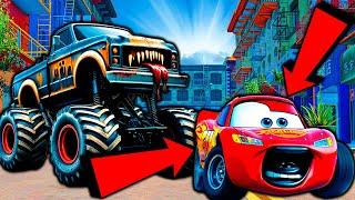 ️Big & Small vs Epic Escape️McQueen and Mater VS 2 MONSTER TRUCK ZOMBIE Eater Cars in BeamNG.Drive