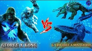 George x Kong Vs Giant Crocodile x Mosasaurus Battlefight (Edit by Zanoofficial)