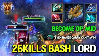 WTF 26KILLS BASH LORD MID Slardar Scythe Vyse + Bloodthorn Build 100% Show no Mercy 7.37c Dota 2