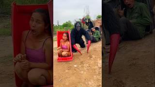 2 Ferocious Gorilla Monsters Attack Brave Girl And Poor Old Man Hides In Fear