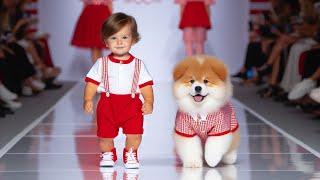 Smiling Baby and Puppy on the Fashion Runway | Baby Dog | Baby Fashion Show | Baby | Puppy