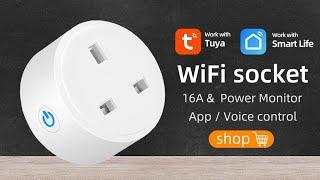 SMATRUL Tuya WiFi UK Smart Plug 16A 220V Wireless Remote Power Monitor  for Google Home Alexa