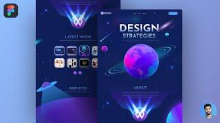 Creative Space Website Design Figma | 3D Web App Design 2022 Trends | PART -2 Design Tutorial