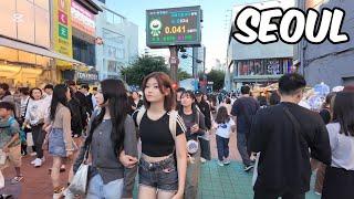 Hongdae Street Walking tour. Seoul City Korea 4k City Tour