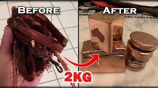 Custom COPPER 2KG Ingots From Scrap Metal Wire & Electro Etching - Melting PURE Copper At Home