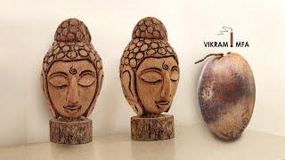 How to make a Buddha from Coconet carving coconut handicrafts | home decore