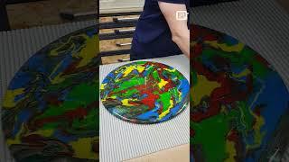 Spin Art Technique - Stunning Epoxy Resin Clock with Acrylic Paint #resinwallclock #shorts