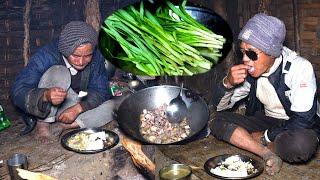 wild greens curry in the buffalo shed || Himalayan life of Nepal ||