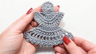 Crochet Christmas Angel Applique Ornament - Easy Pattern