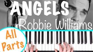 How to play ANGELS - Robbie Williams Piano Chords Tutorial Accompaniment