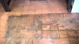 Terracotta floor tile cleaning