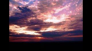 Flying into a sunset over Fairfield, Iowa