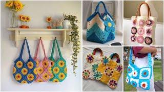 latest crochet multicoloured fancy bag/handbag/shoulder bag designs #crochetbag