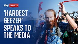 'Hardest Geezer' Russ Cook speaks to the media after record-breaking run across Africa