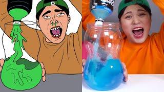 DONA 도나 Mukbang Big Bottle Candy drink l Drawing meme