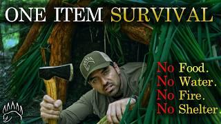 SOLO SURVIVAL with ONLY A HATCHET! Catch + Cook, Multiple Shelters, Primitive Bushcraft