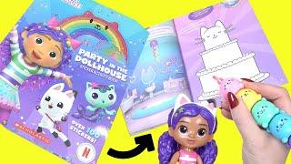 Gabby's Dollhouse Party Sticker Activity Book with Pandy, Cakey, DJ, Catrat Dolls