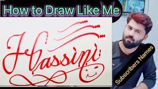How to Draw Hassini Name Beautiful | How to Sketch Hassini Name | #hassini  #howtodraw #calligraphy