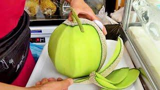 amazing fruit cutting skill, watermelon punch, cup fruit - korean street food