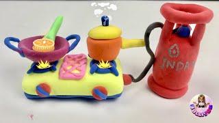 Amazing technique make kitchen set with polymer clay| Miniature clay kitchen set| Primitive kitchen