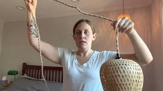 Review of Plug in Pendant Light 14feet Hemp Rope Cord Bamboo Lampshade Wicker Rattan Hanging Lights