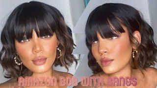 WAVY BOB WITH BANGS | CHEAP AMAZON WIGS ENTRANCED STYLES | WIG #1 “ON THE GO” SERIES