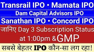 Transrail IPO | Mamata IPO GMP | DAM Capital IPO | Sanathan IPO | Concord IPO | Stock Market Tak