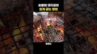 숯불에 돼지갈비 쉽게 굽는 방법 #shorts