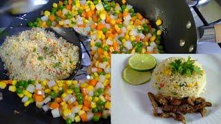 Healthy fried rice with yummy vegetables and Arabic spices 