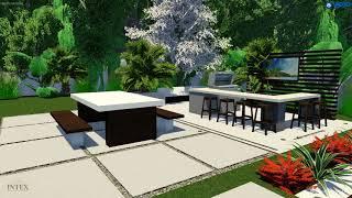 Swimming Pool and Backyard Design 3D Model