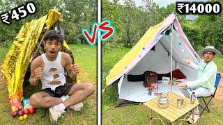 Overnight Jungle Survival Challenge | low budget jungle House Challenge ₹450 VS ₹14000 ️